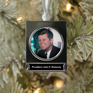 Oval Office of President John F. Kennedy Silver Plated Banner Ornament