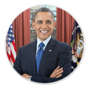 Oval Office Portrait, Obama Barack US President Ceramic Knob