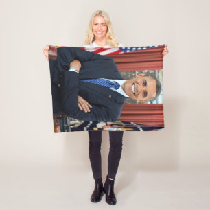 Oval Office Portrait, Obama Barack US President Fleece Blanket