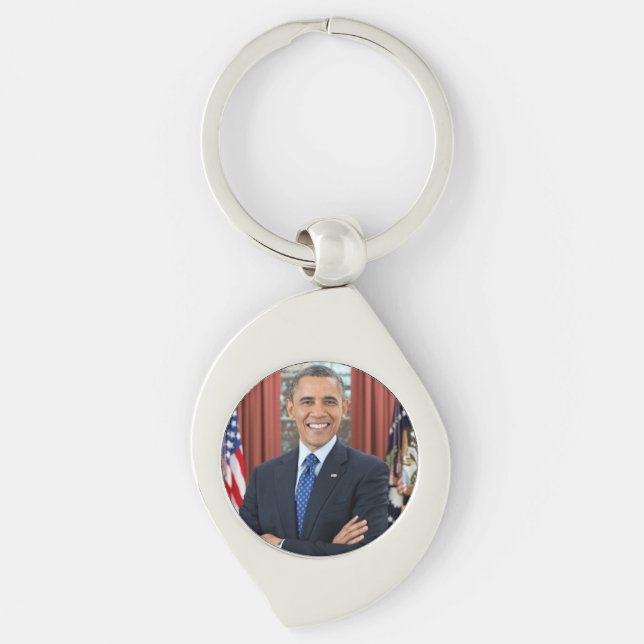 Oval Office Portrait, Obama Barack US President Key Ring (Front)
