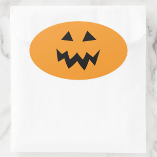 Oval orange Halloween pumpkin head carving sticker