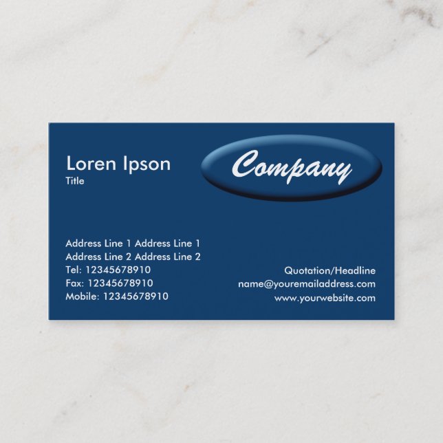 Oval Panel - Blue Business Card (Front)