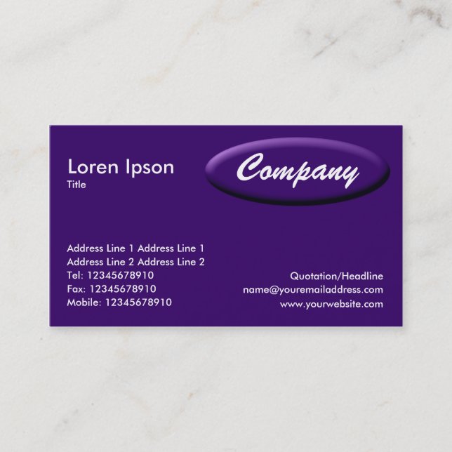Oval Panel - Dark Violet Business Card (Front)