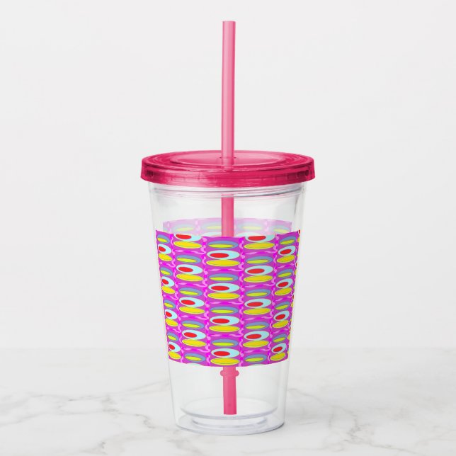 Oval pattern art in mixed colours bright modern    acrylic tumbler (Front)