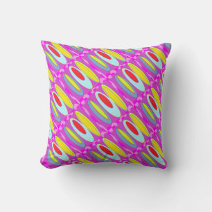 Oval pattern art in mixed colours bright modern cushion