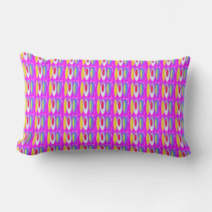 Oval pattern art in mixed colours bright modern lumbar cushion