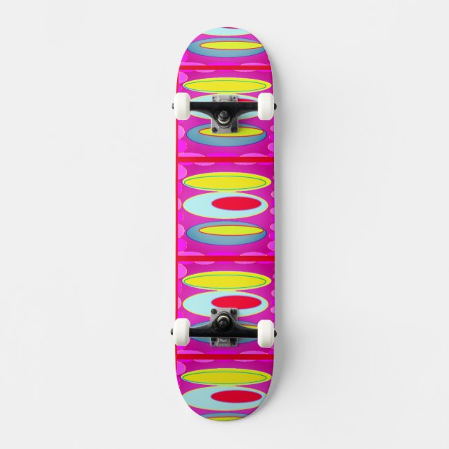 Oval pattern art in mixed colours bright modern    skateboard (Front)
