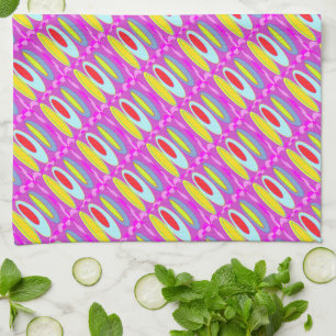 Oval pattern art in mixed colours bright modern tea towel