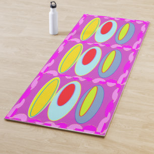 Oval pattern art in mixed colours bright modern yoga mat