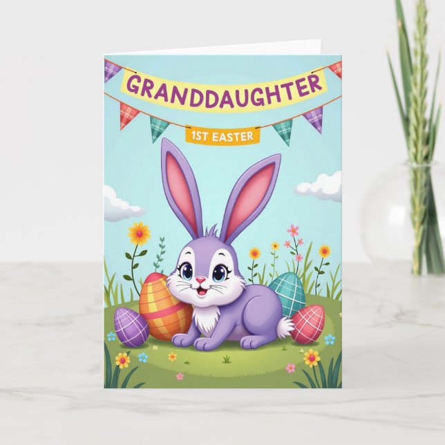 Oval Pattern Granddaughter Easter Card (Front)