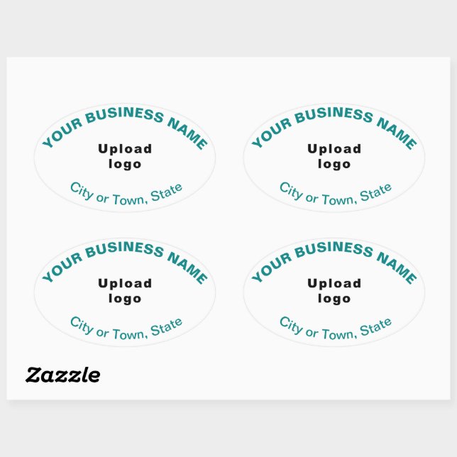 Oval Pattern Teal Green Texts on White Sticker (Sheet)
