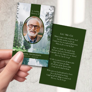 Oval Photo Forest Funeral Memorial Card