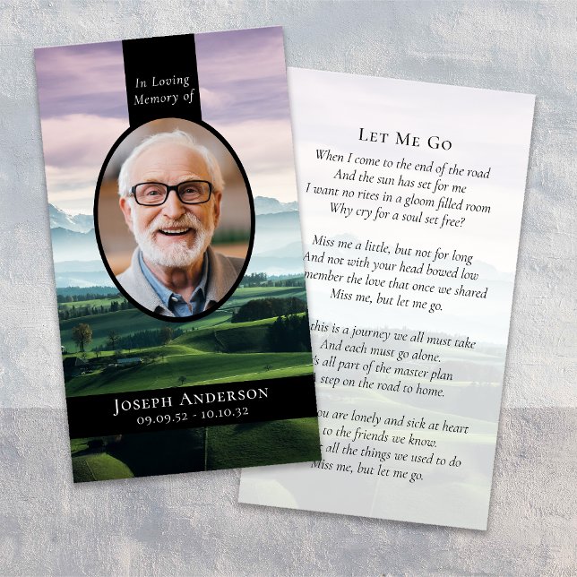 Oval Photo Golf Course Funeral Memorial Card (Creator Uploaded)