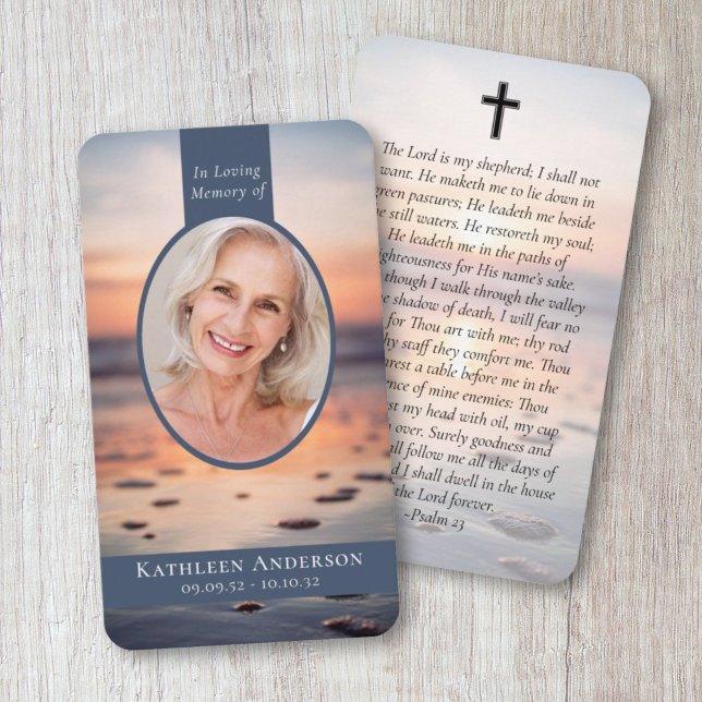 Oval Photo Ocean Memorial Prayer Card (Creator Uploaded)