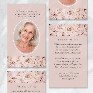 Oval Photo Pink Roses Memorial Prayer Card