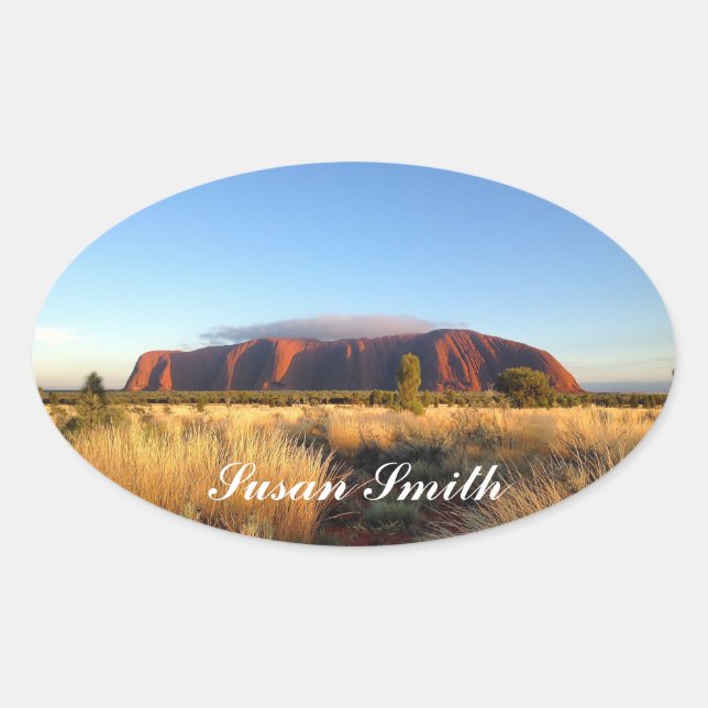 Oval photo sticker with name - Australian outback (Front)