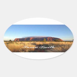 Oval photo sticker with name - Australian outback