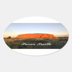 Oval photo sticker with name - Australian outback