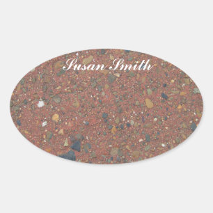 Oval photo sticker with name - Sand and pebbles