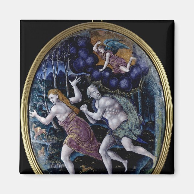 Oval plaque depicting Adam and Eve Magnet (Front)