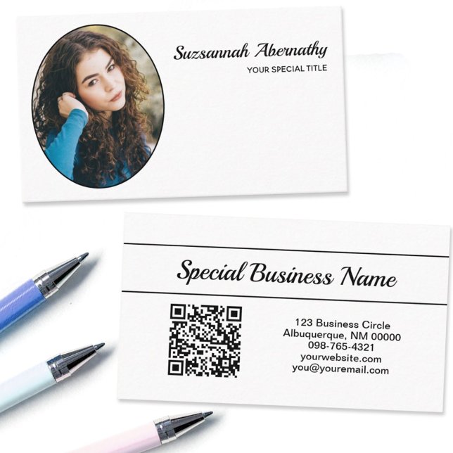 Oval Professional Photo Nanny QR Code Custom Business Card (Creator Uploaded)