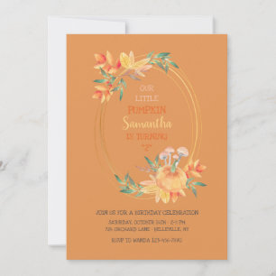 Oval Pumpkin Frame YOU PICK BACKGROUND COLOR Invitation