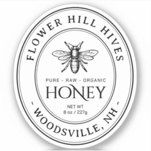 Oval Queenline Honey Black Text Clear or White