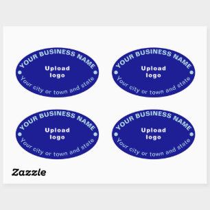 Oval Shape Business Brand on Blue Sticker