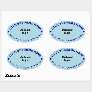 Oval Shape Business Brand on Light Blue Sticker