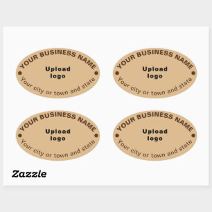 Oval Shape Business Brand on Light Brown Sticker