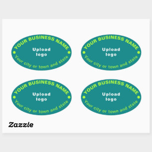 Oval Shape Business Brand on Teal Green Sticker