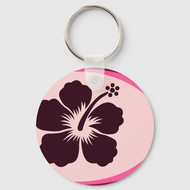 Oval shape hibiscus design key ring (Front)