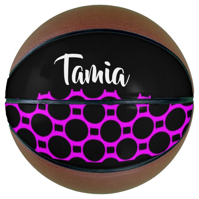 Oval shapes pink black basketball (Front)