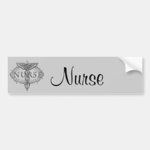 Oval Silver Caduceus Nurse Bumper Sticker