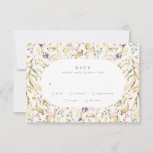 Oval Spring Boho Wildflower Pampas Wedding RSVP Card