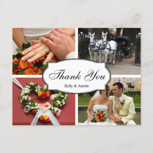 Oval thank you 4 photo montage personal note postcard
