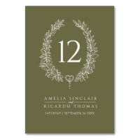 Oval wreath leaf olive green white wedding