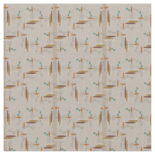 Ovals and Lines Mid-Century Modern Fabric (Close Up)