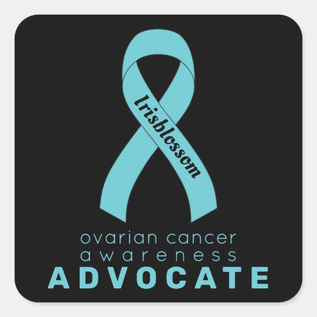 Ovarian Cancer Advocate Black Square Sticker (Front)