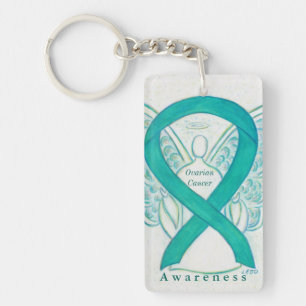 Ovarian Cancer Angel Awareness Ribbon Keychain