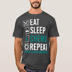 Ovarian Cancer Awareness Eat Sleep Chemo Repeat Gi T-Shirt