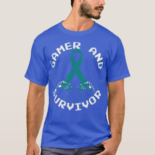 Ovarian Cancer Awareness Gamer And Survivor Gift T-Shirt