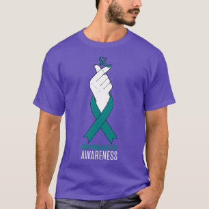 Ovarian Cancer Awareness Kpop Finger Heart Gift T-Shirt