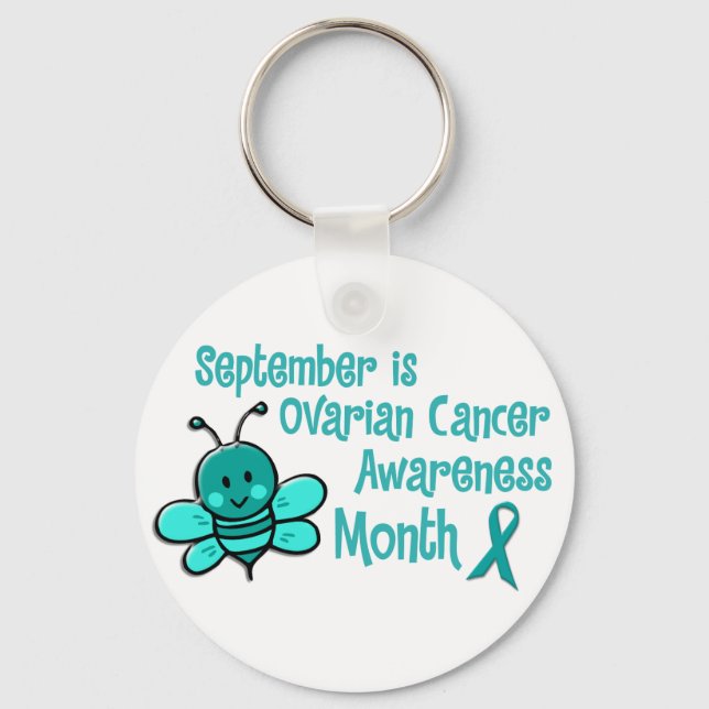 Ovarian Cancer Awareness Month Bee 1.3 Key Ring (Front)