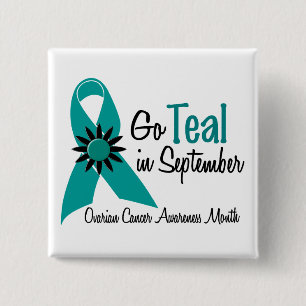 Ovarian Cancer Awareness Month Flowers 2 15 Cm Square Badge
