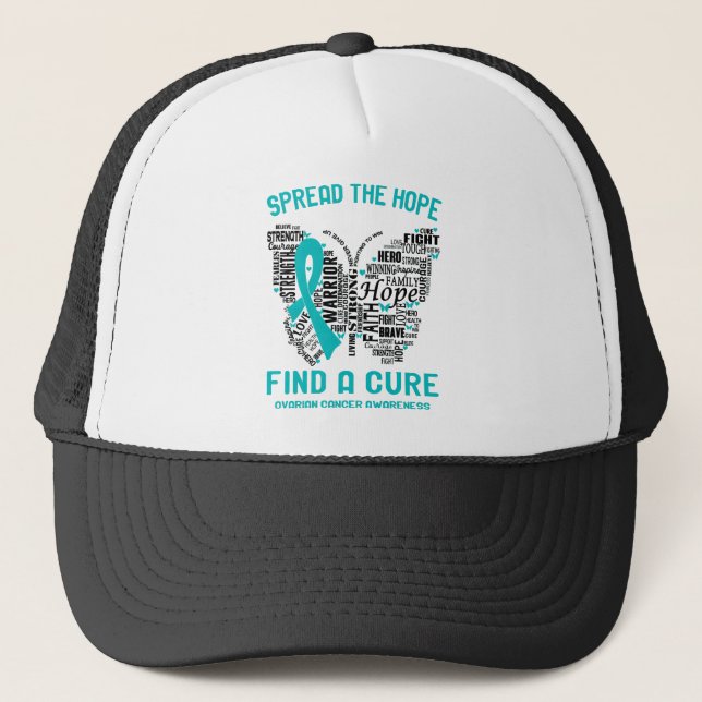 Ovarian Cancer Awareness Month Ribbon Gifts Trucker Hat (Front)