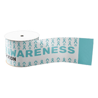 Ovarian Cancer Awareness Pattern Ribbon Grosgrain Ribbon