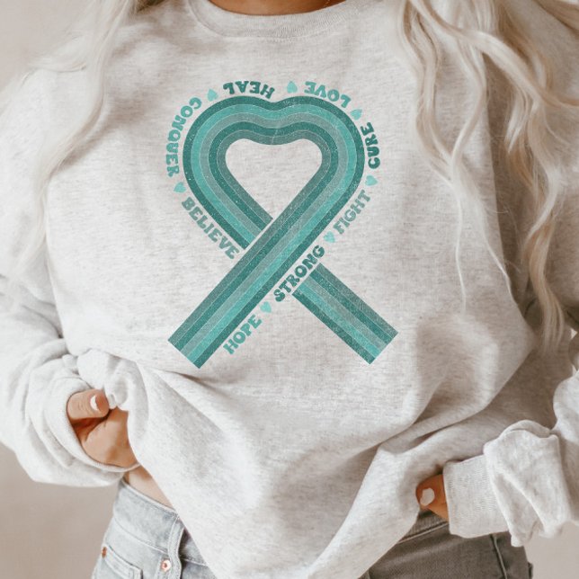 Ovarian Cancer Awareness Teal Ribbon Support  Sweatshirt (Creator Uploaded)