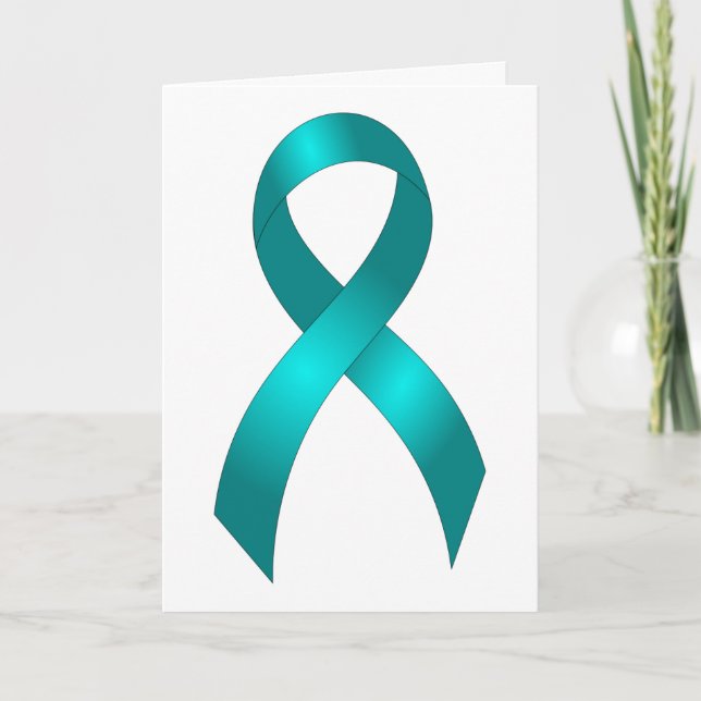 Ovarian Cancer | Cervical Cancer - Teal Ribbon Thank You Card (Front)