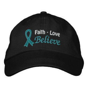 Ovarian Cancer Faith Love Believe Embroidered Hat
